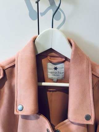 Chaqueta Biker Rosa Efecto Ante