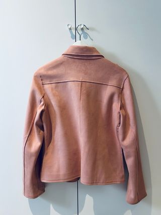 Chaqueta Biker Rosa Efecto Ante