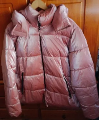 Chaqueta plumífero rosa mujer