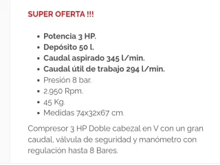 Compresor Cevik 3 HP