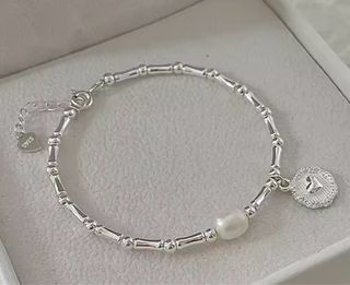 Pulsera Plata Ley y Perla Natural