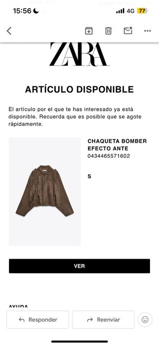 Chaqueta Bomber Zara Efecto Ante S