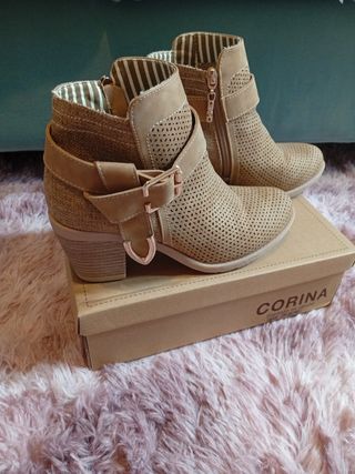 Botines Corina Talla 39 Beige/Marrón