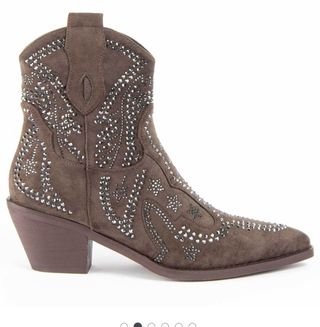 Botines camperos marrones con strass talla 39
