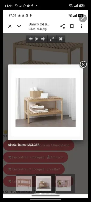 OFERTA Banco zapatero Ikea Molger madera