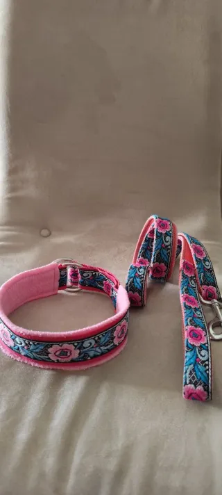 Set Guinzaglio e Collare Cane Floreale