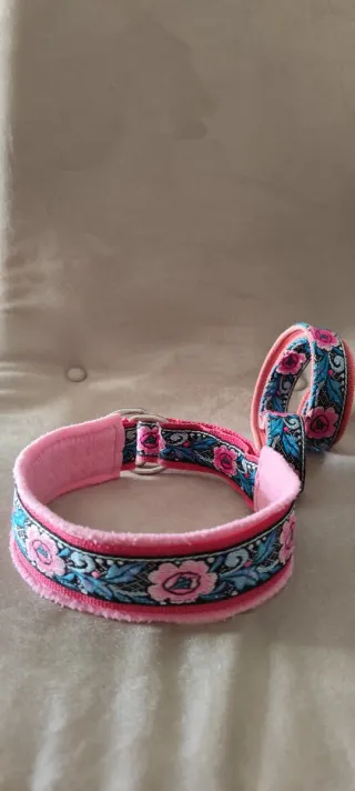 Set Guinzaglio e Collare Cane Floreale