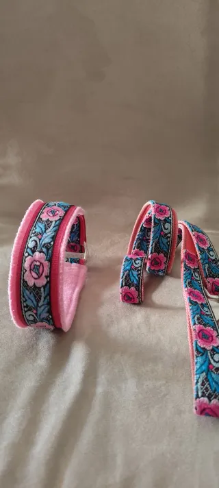 Set Guinzaglio e Collare Cane Floreale