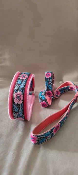 Set Guinzaglio e Collare Cane Floreale