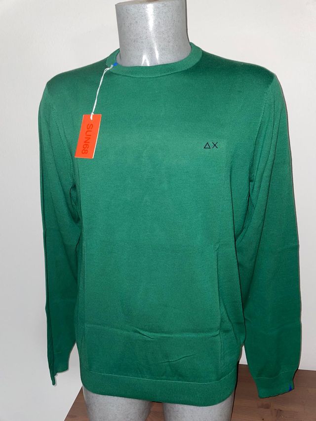 Maglia pullover girocollo nuova in filo di cotone