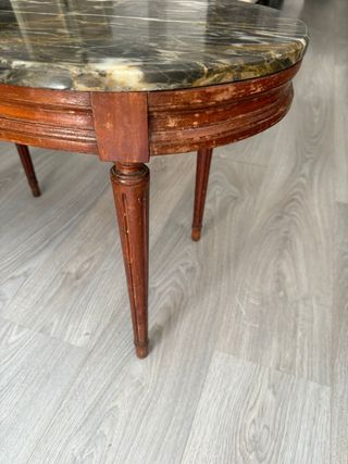 Mesa antigua madera y mármol
