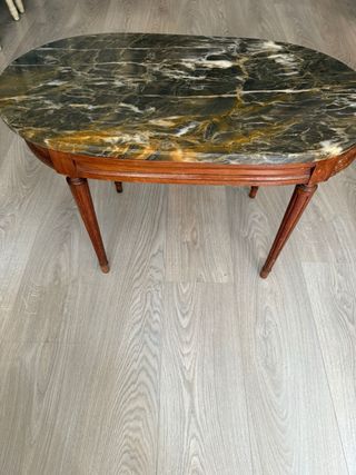 Mesa antigua madera y mármol