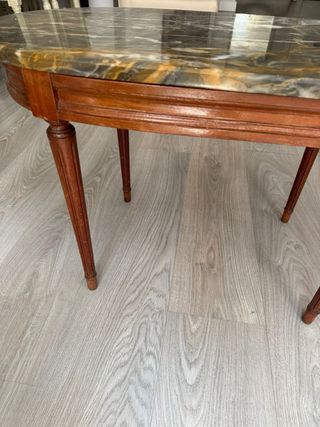 Mesa antigua madera y mármol