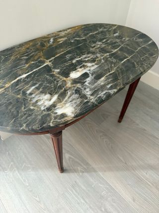 Mesa antigua madera y mármol