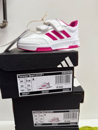 Zapatillas Adidas Niña Velcro Blancas Rosas