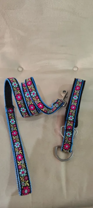 Set Guinzaglio e Collare Artigiana Floreale