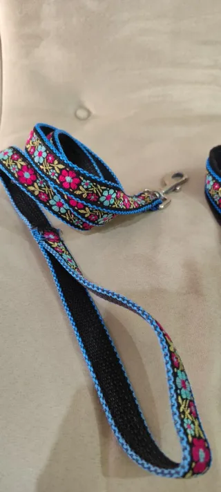 Set Guinzaglio e Collare Artigiana Floreale