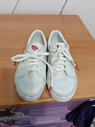 Zapatillas Vans Mujer Piel Blancas Talla 38