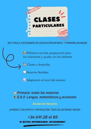 Clases particulares a domicilio y online