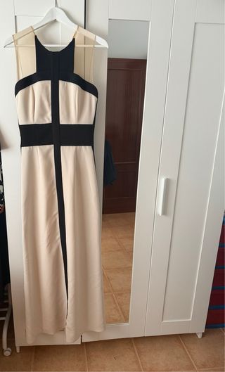 Vestido IQ Collection Beige y Negro
