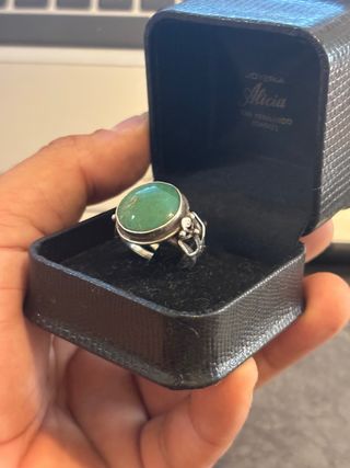 Anillo plata de ley 925 • Turquesa Verde Natural