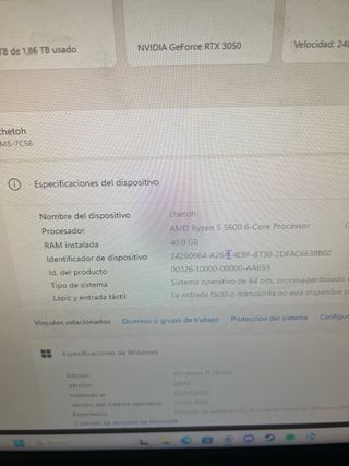 Ordenador pc y monitor 144hz
