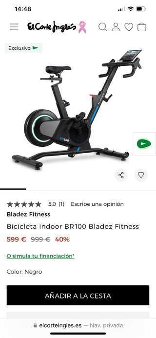 Bicicleta Spinning BladeZ BR100 Smart Bike