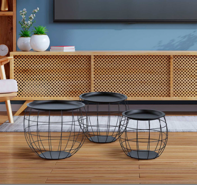 Kit 3 Mesitas Centro Redondas Metal