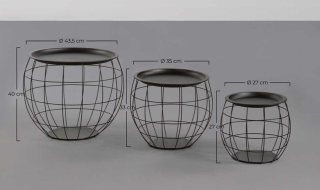 Kit 3 Mesitas Centro Redondas Metal