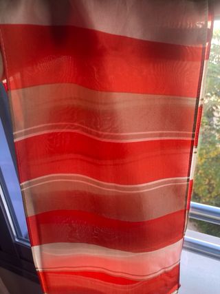 Pañuelo seda rayas rojo y beige