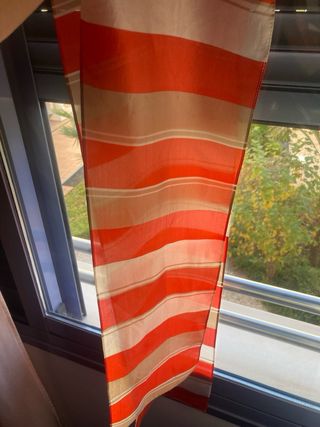 Pañuelo seda rayas rojo y beige