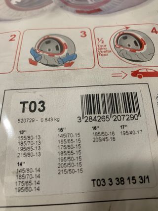 Cadenas textiles para el coche, SIN ESTRENAR!!