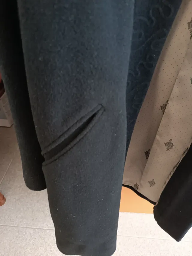 Abrigo de lana negro talla única