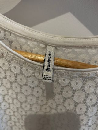 Camiseta blanca encaje manga corta