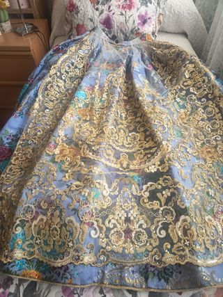 Traje Fallera Siglo XVIII Azul y Dorado
