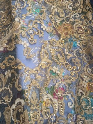 Traje Fallera Siglo XVIII Azul y Dorado