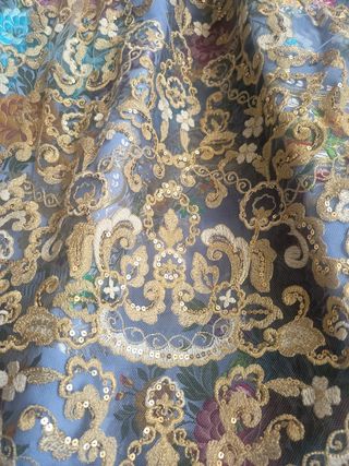 Traje Fallera Siglo XVIII Azul y Dorado