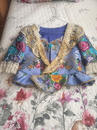 Traje Fallera Siglo XVIII Azul y Dorado