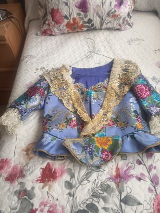 Traje Fallera Siglo XVIII Azul y Dorado