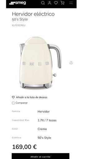 Hervidor Eléctrico Smeg Crema