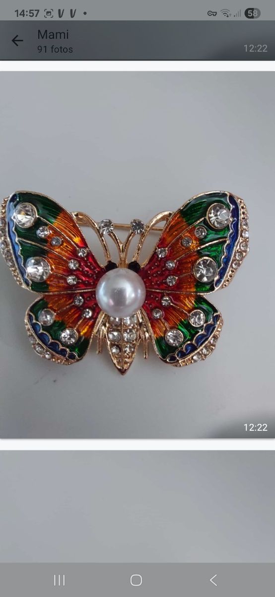 Broche diseño mariposa multicolor joyas bisutería