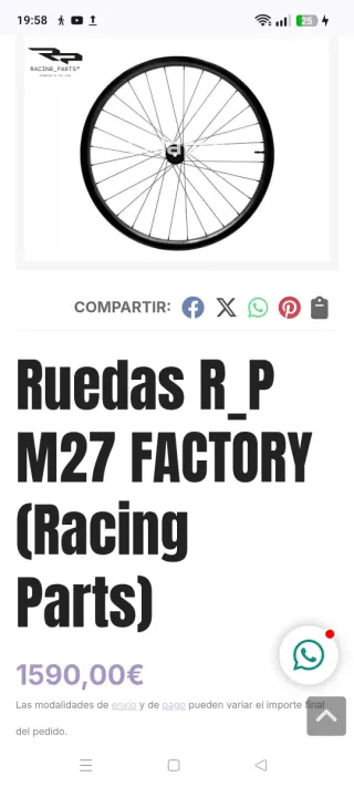 Ruedas MTB Racing Parts Carbón