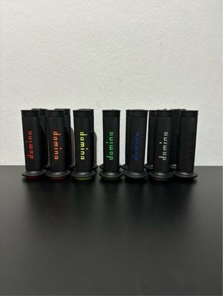 Puños Moto Domino Negro y Gris/Blanco