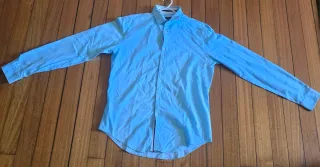 Camisa Zara Azul Celeste Talla L Slim Fit