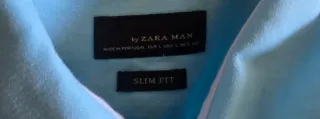 Camisa Zara Azul Celeste Talla L Slim Fit
