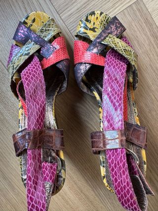 Sandalias de piel multicolor