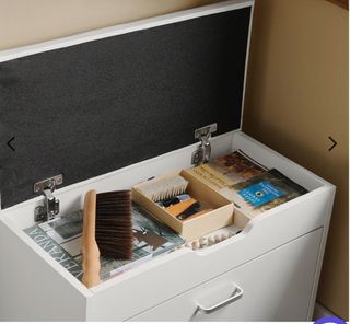 Banco Zapatero Blanco con Cajón