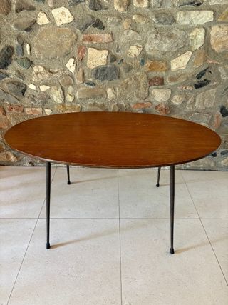 Tavolino da caffè vintage in legno e metallo