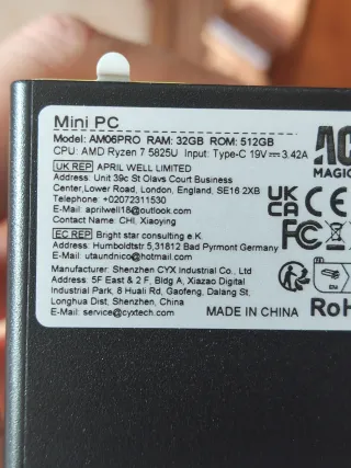 Mini PC Ryzen 7 5825U 32GB RAM Nuevo