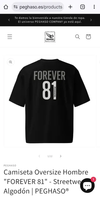 Camiseta oversize PEGHASO 3XL. Marca emergente.